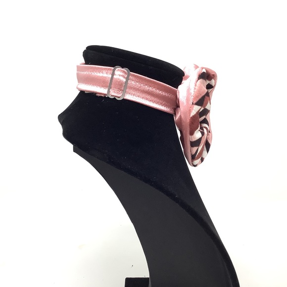 Peachy Pink Geometric Sneak-peak Silky Solid Handcrafted Bow Tie - Picture 6 of 13